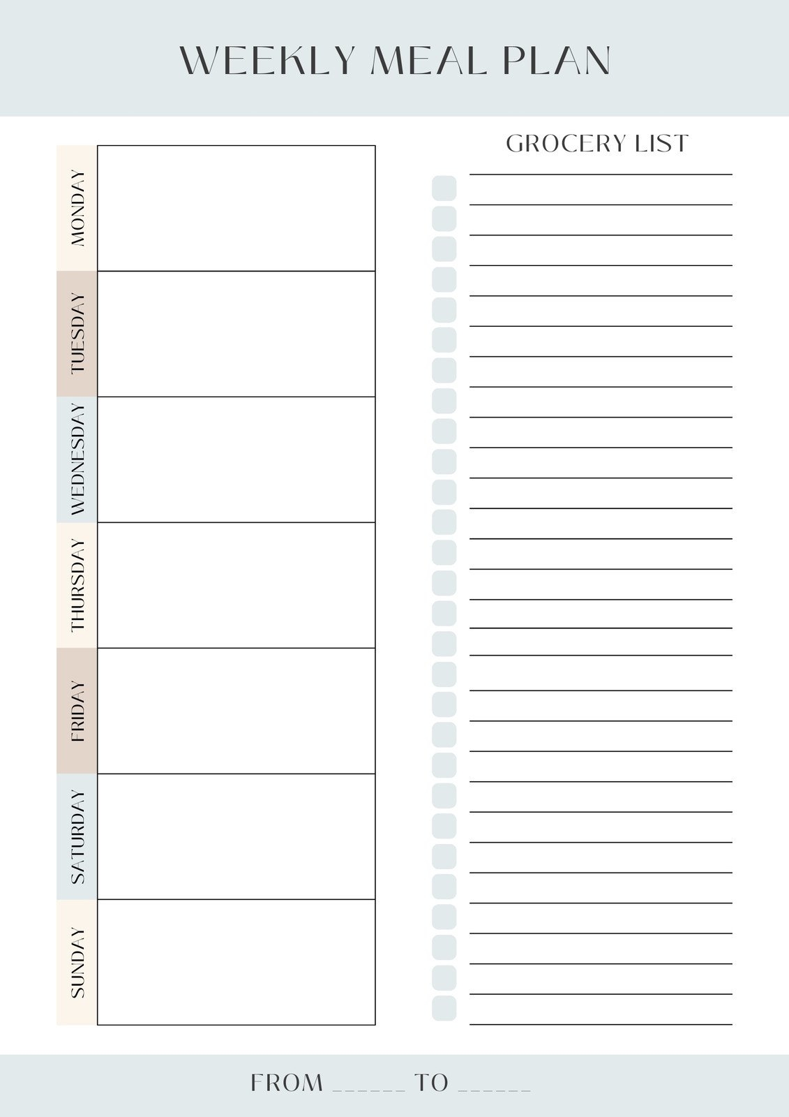 Printable Weekly Meal Plan Template Printable Weekly Meal Plan Template