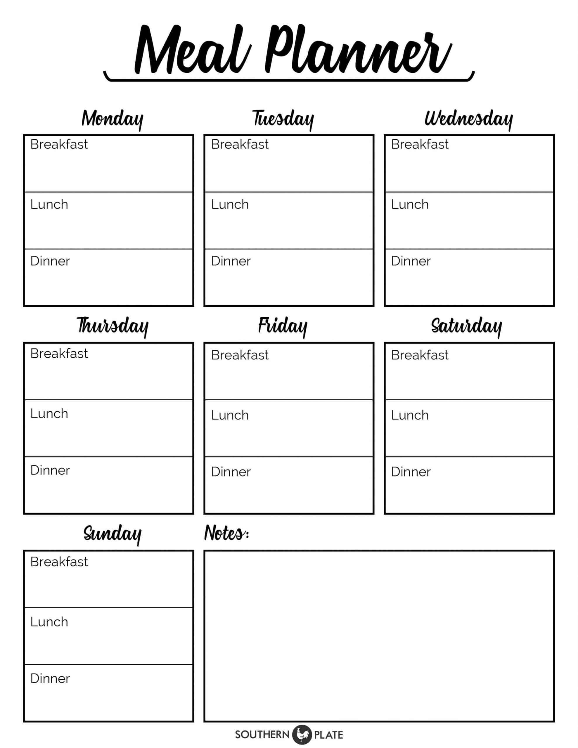 Meal Planner Template Printable