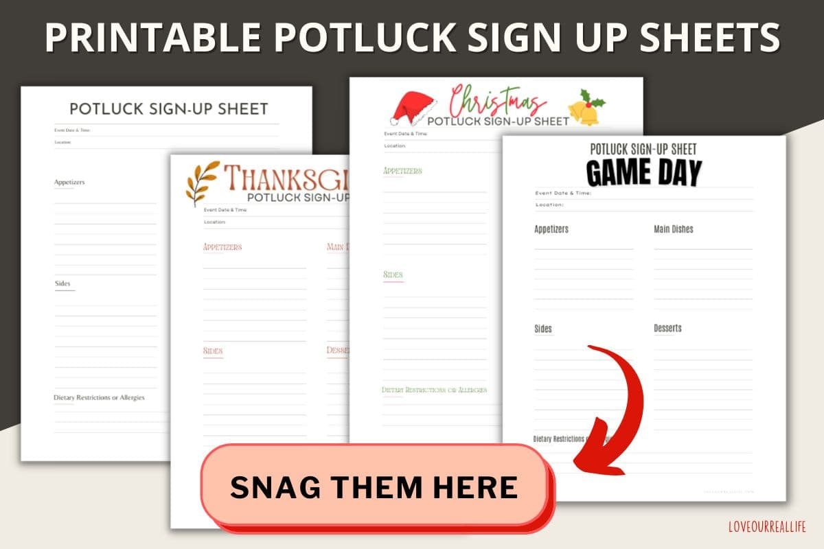 Free Printable Potluck Sign Up Sheet Template