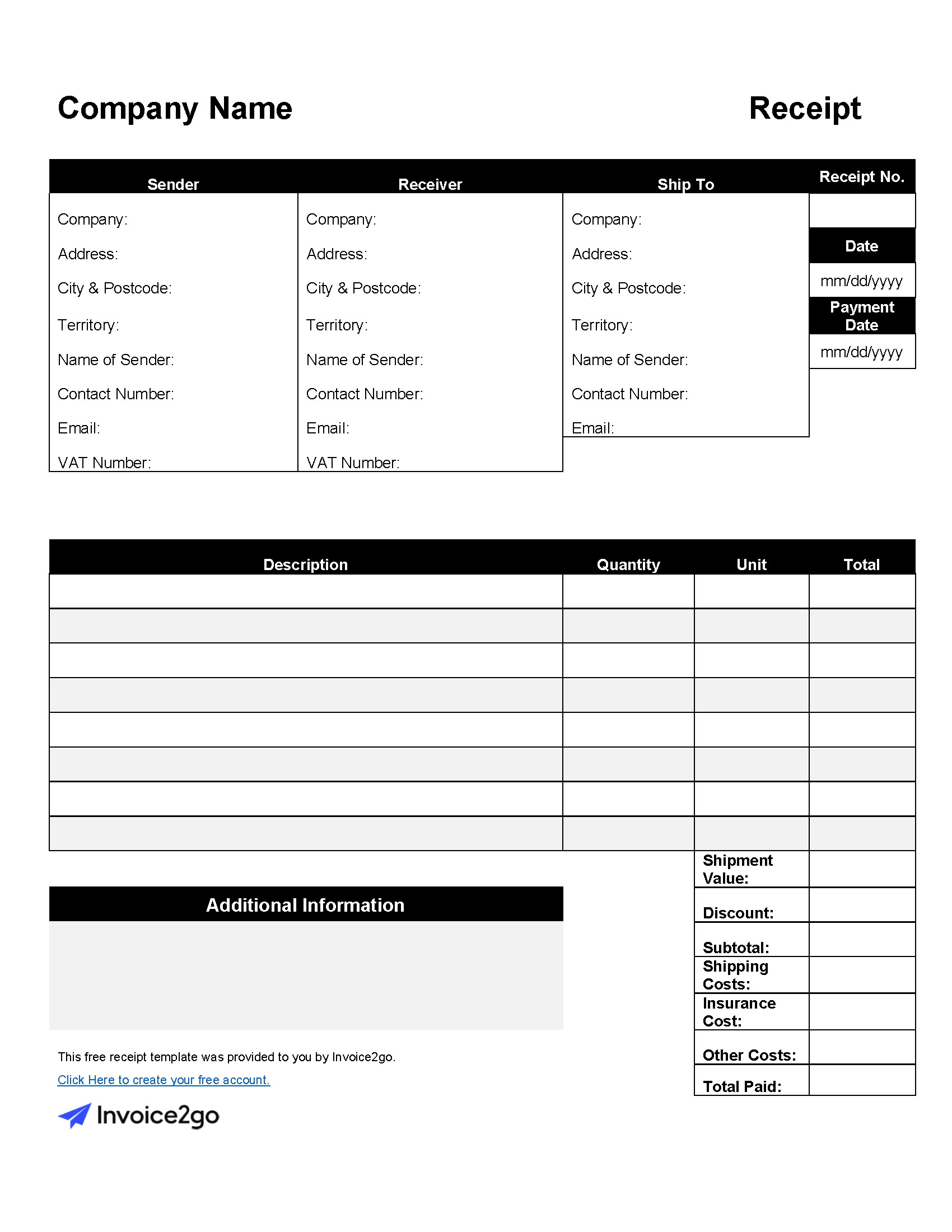 Printable Receipt Template Free Printable Receipt Template Free