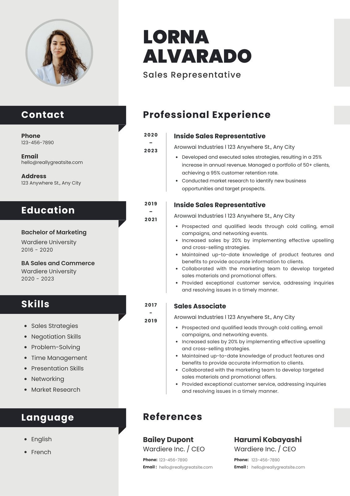 Free Printable Sample Resume Templates