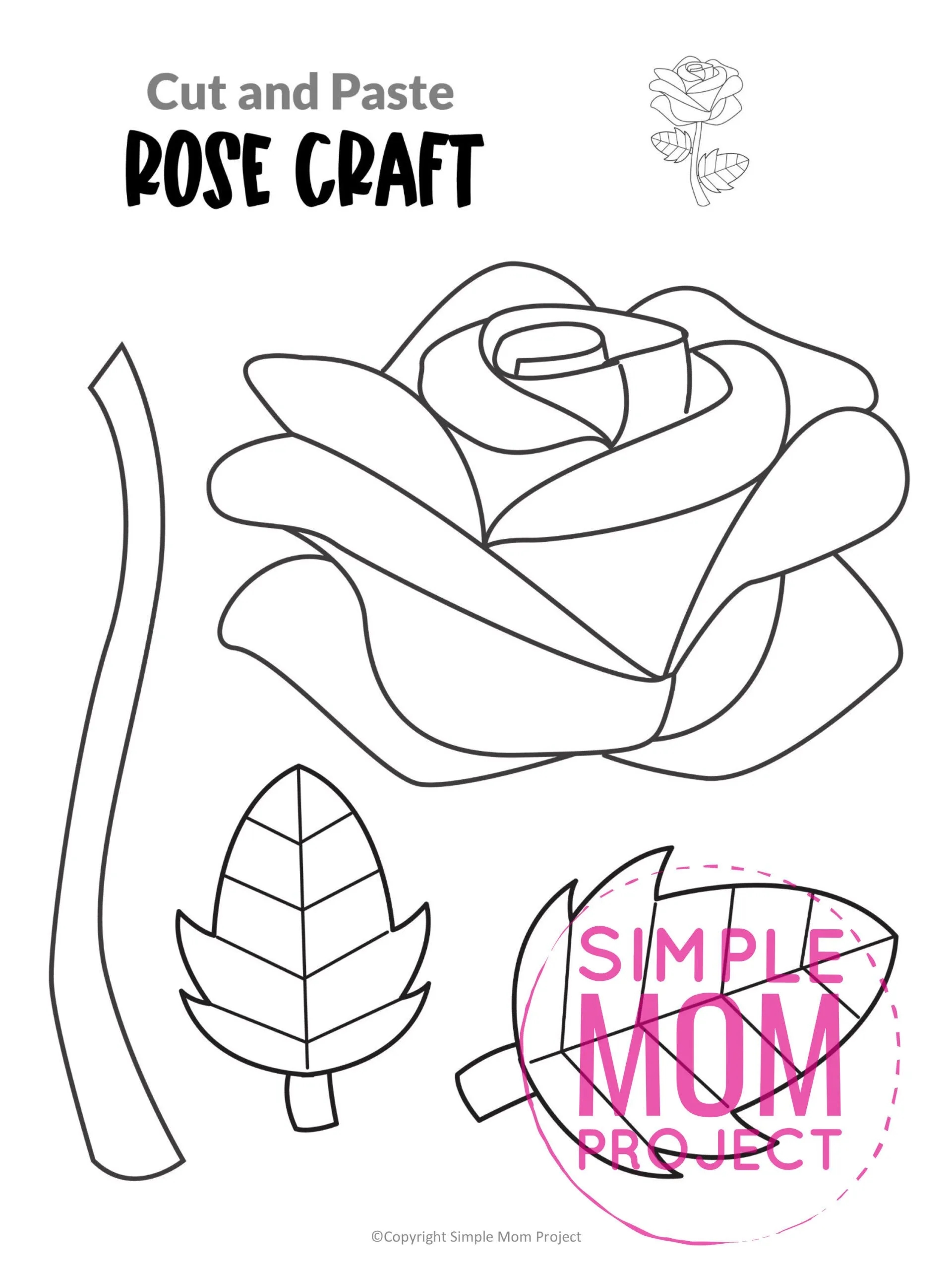 Free Printable Rose Craft Template Simple Mom Project Free Printable Rose Craft Template Simple Mom Project