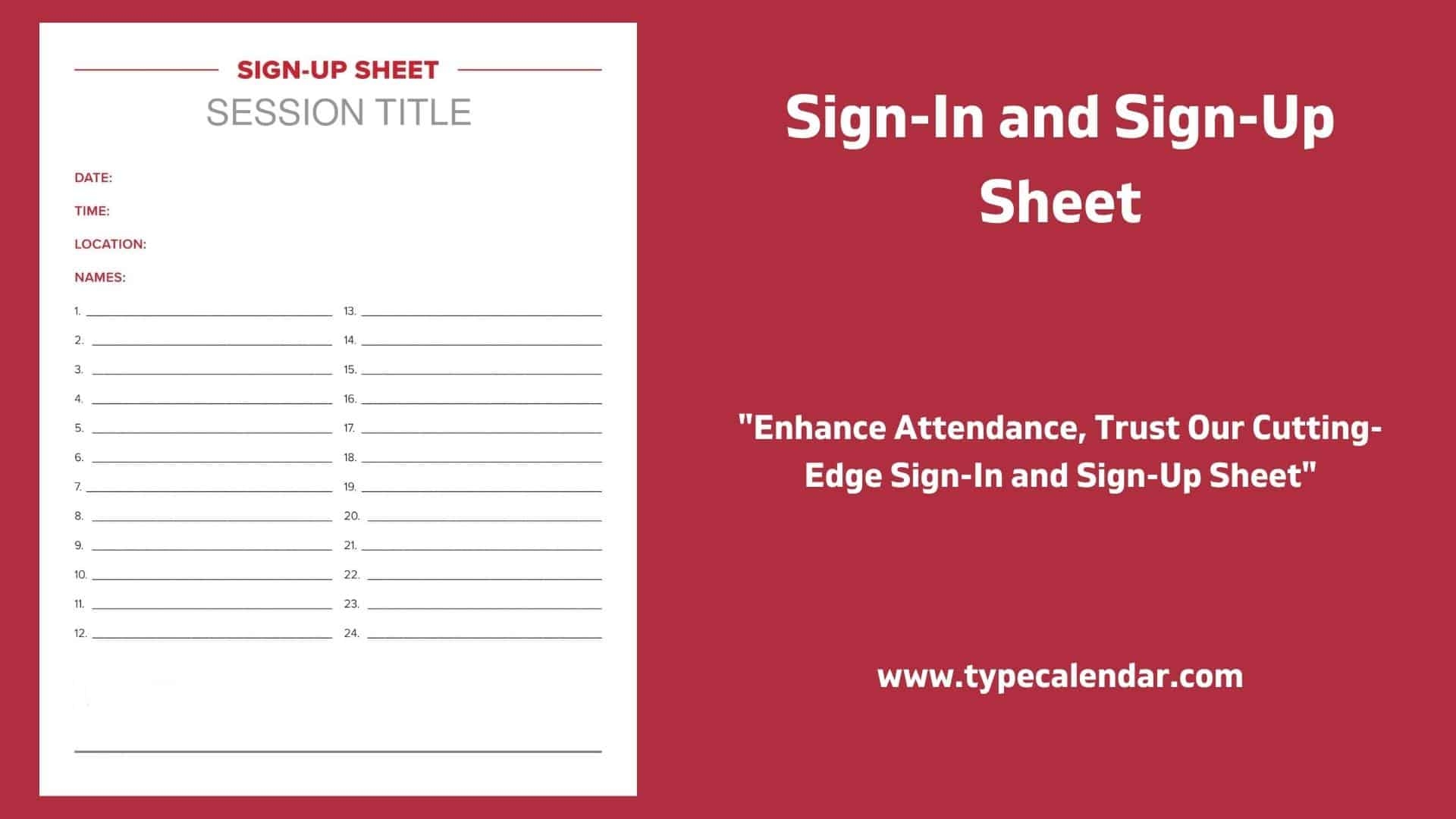 Sign Up Sheet Template Printable