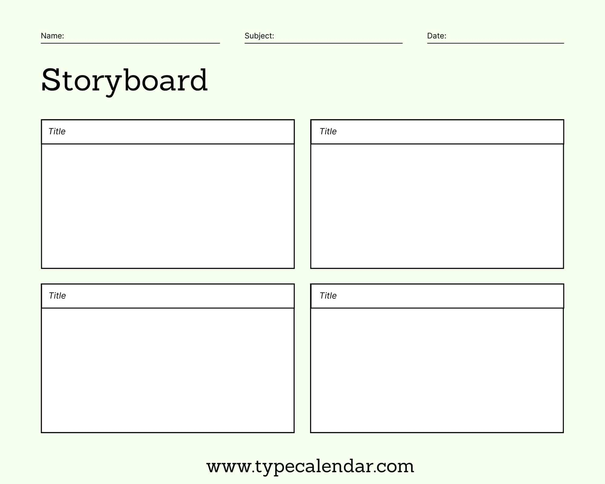 Storyboard Template Printable