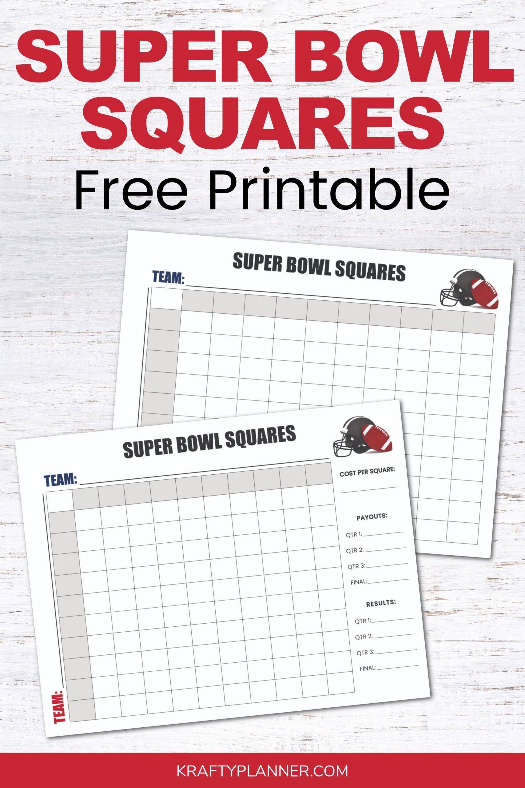 Free Printable Super Bowl Squares Board Krafty Planner Free Printable Super Bowl Squares Board Krafty Planner