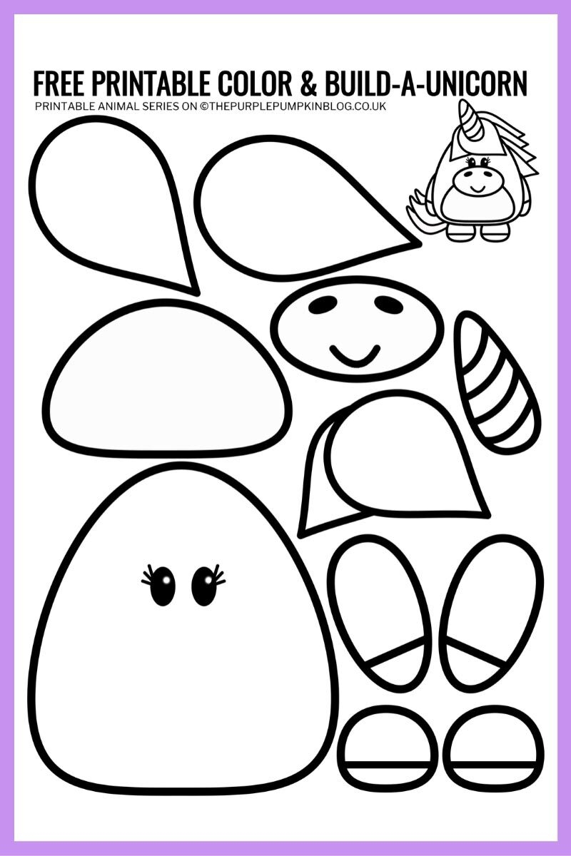 Free Printable Unicorn Template Color Build A Unicorn 