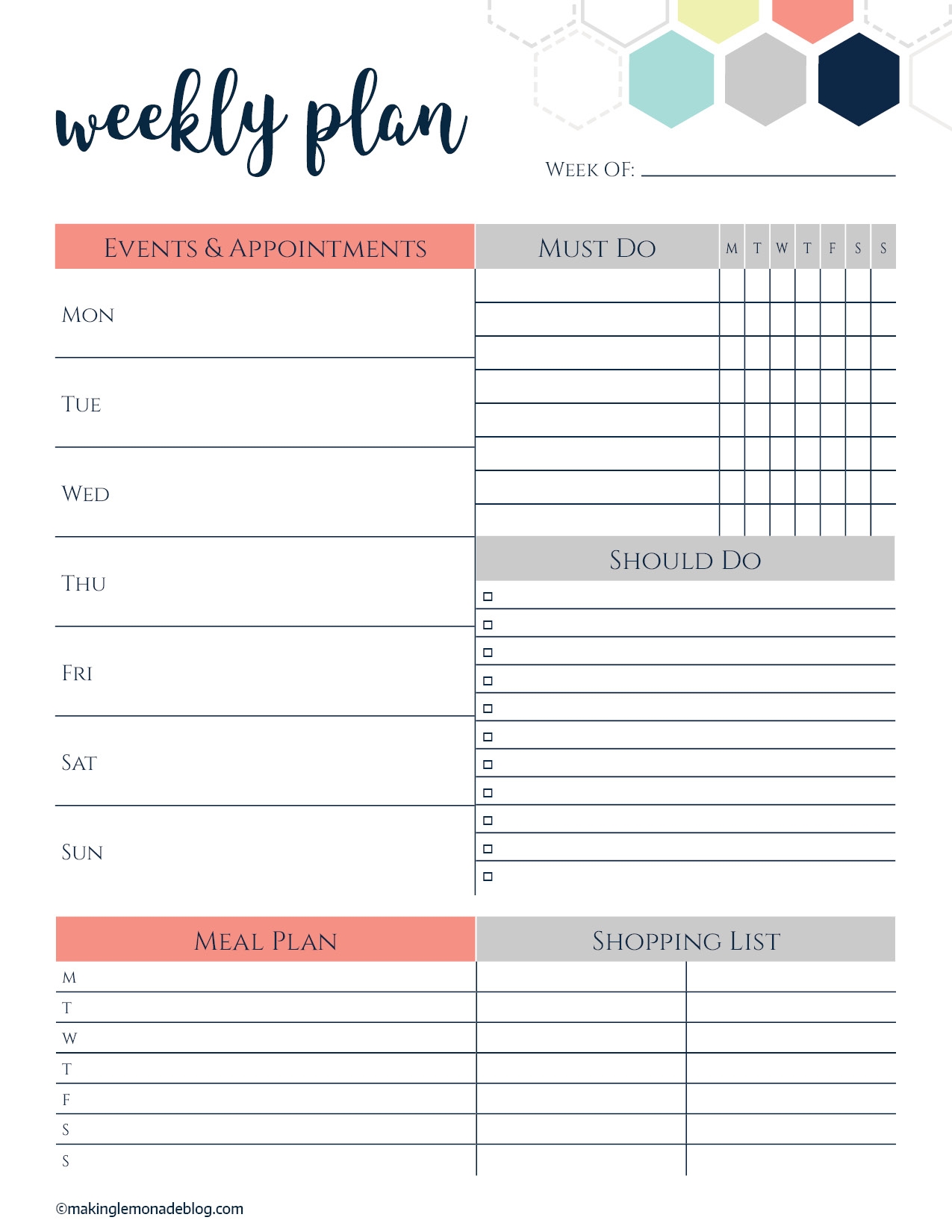 Free Printable Weekly Planner Free Printable Weekly Planner