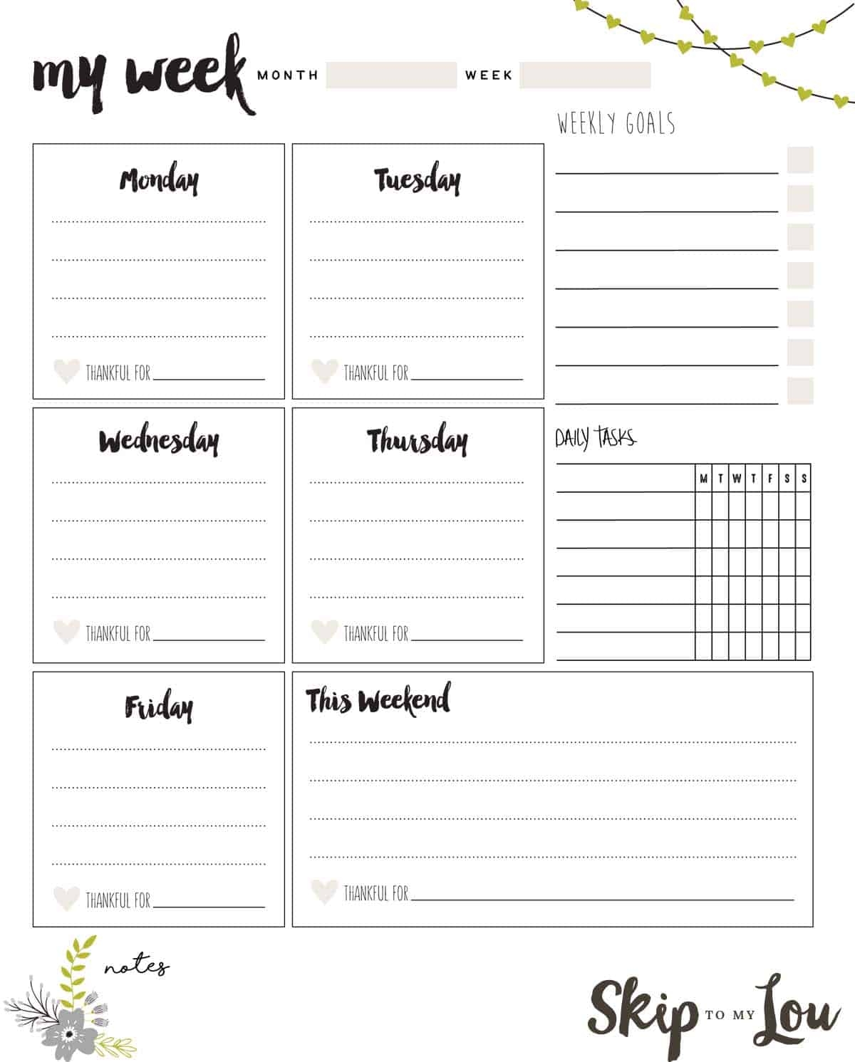 Printable Weekly Planner Template Printable Weekly Planner Template