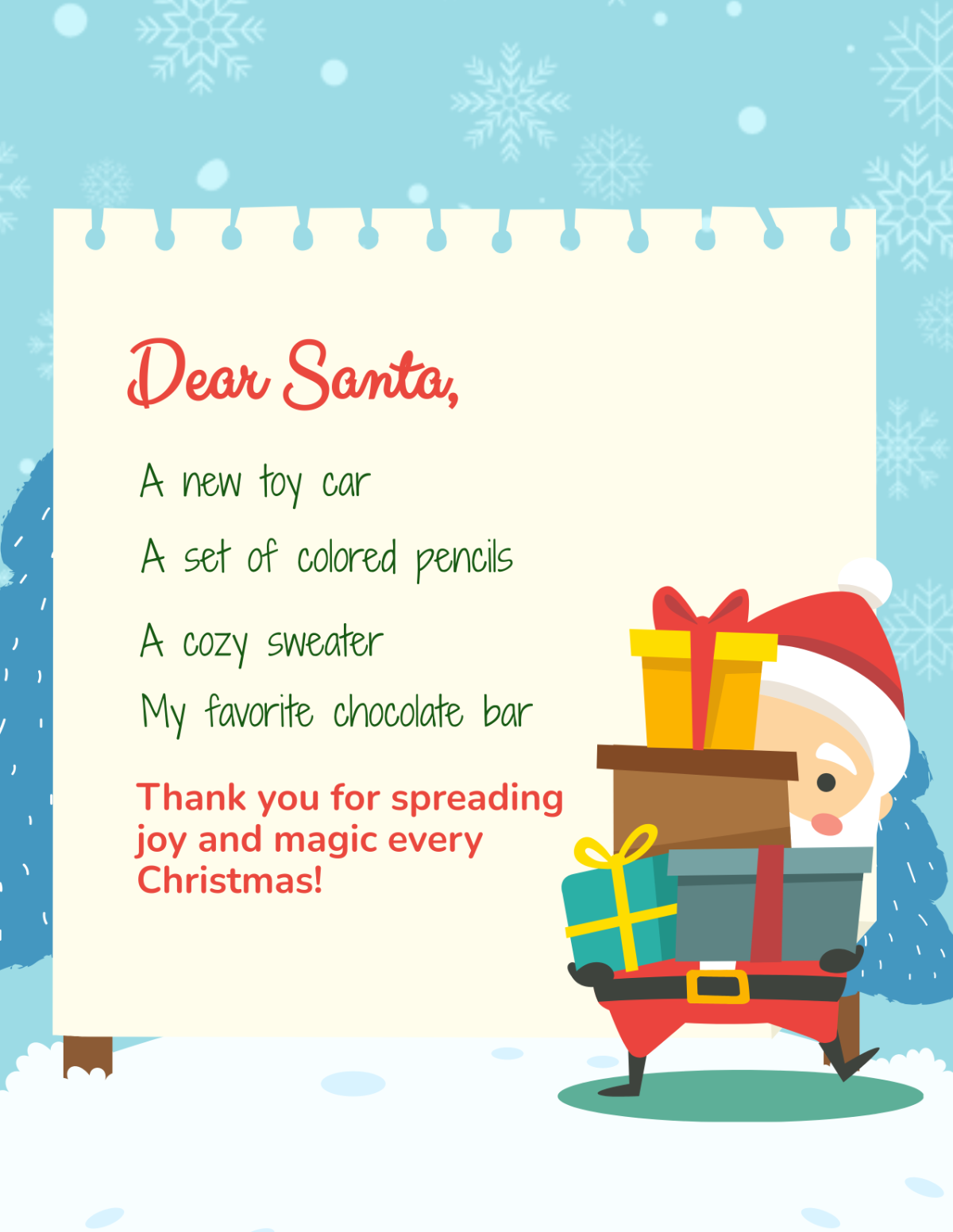 Printable Christmas Wish List Template Printable Christmas Wish List Template
