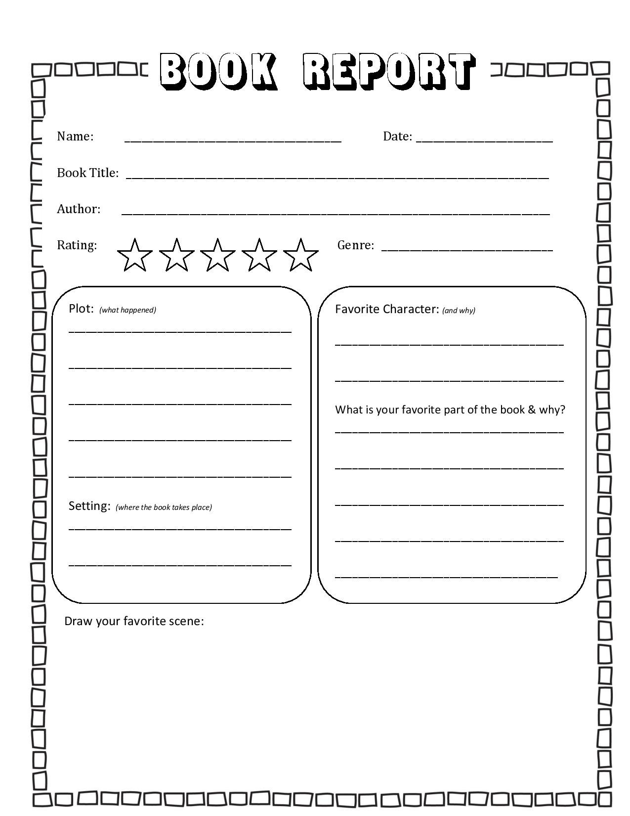 Book Report Template Printable