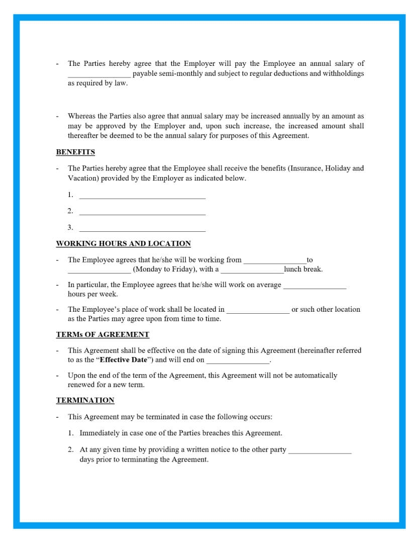 Free Simple Employment Contract Sample Free Simple Employment Contract Sample