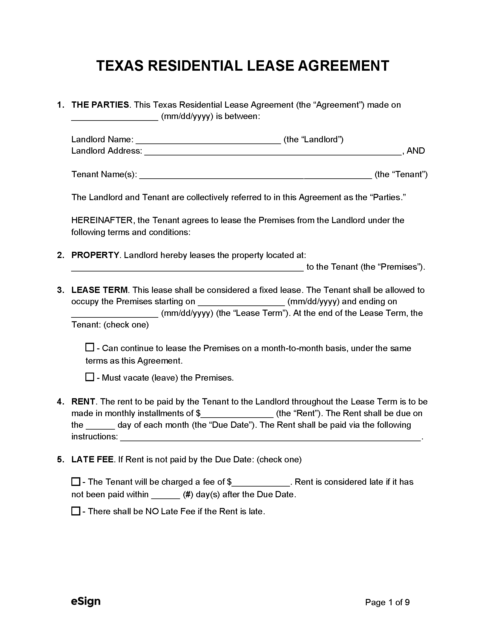 Free Texas Lease Agreement Templates 6 PDF WORD RTF Free Texas Lease Agreement Templates 6 PDF WORD RTF