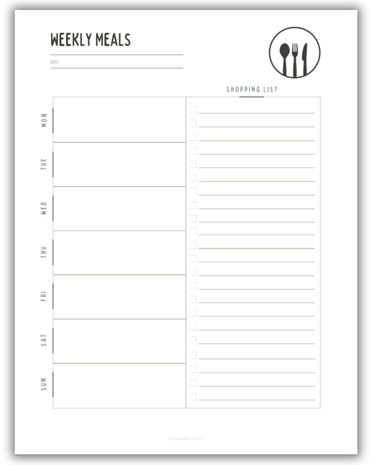 Printable Meal Planner Template Printable Meal Planner Template