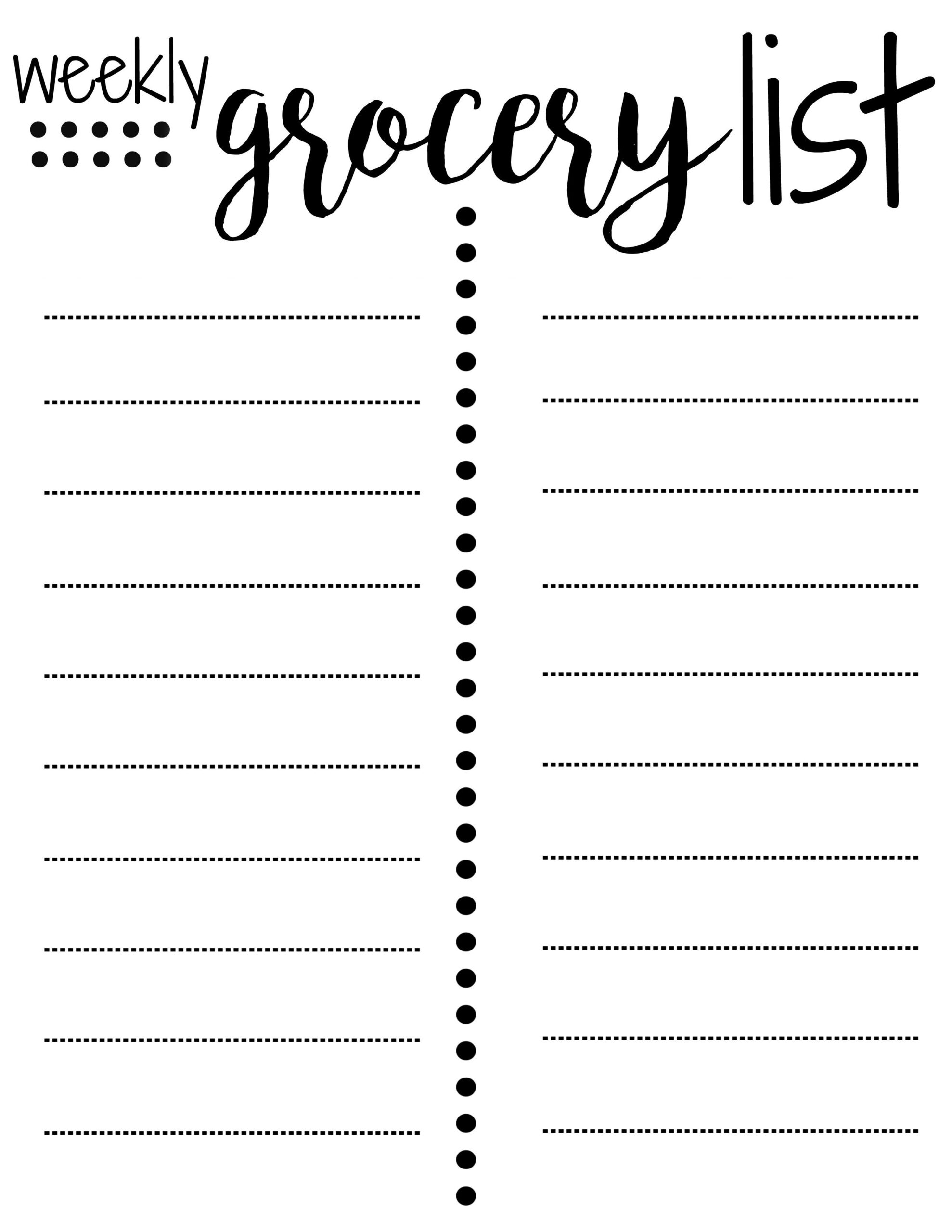 Free Printable Grocery List Template Free Printable Grocery List Template