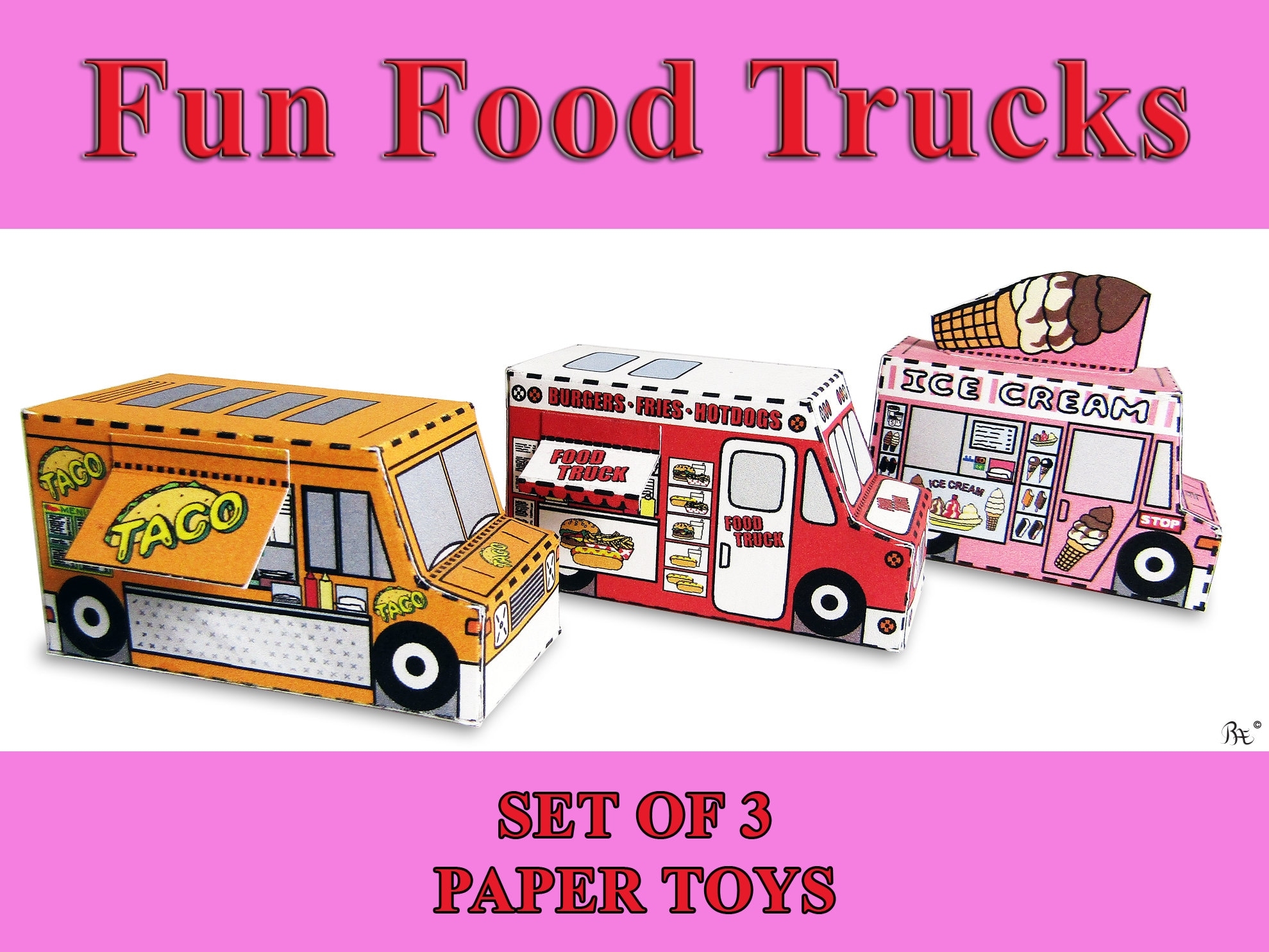 Fun Food Trucks Paper Toy Models Set Of 3 Etsy Fun Food Trucks Paper Toy Models Set Of 3 Etsy