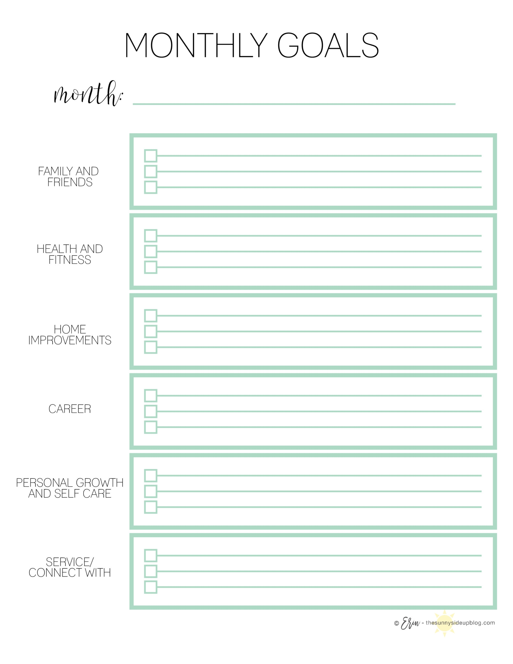 Cute Printable Goal Template Cute Printable Goal Template