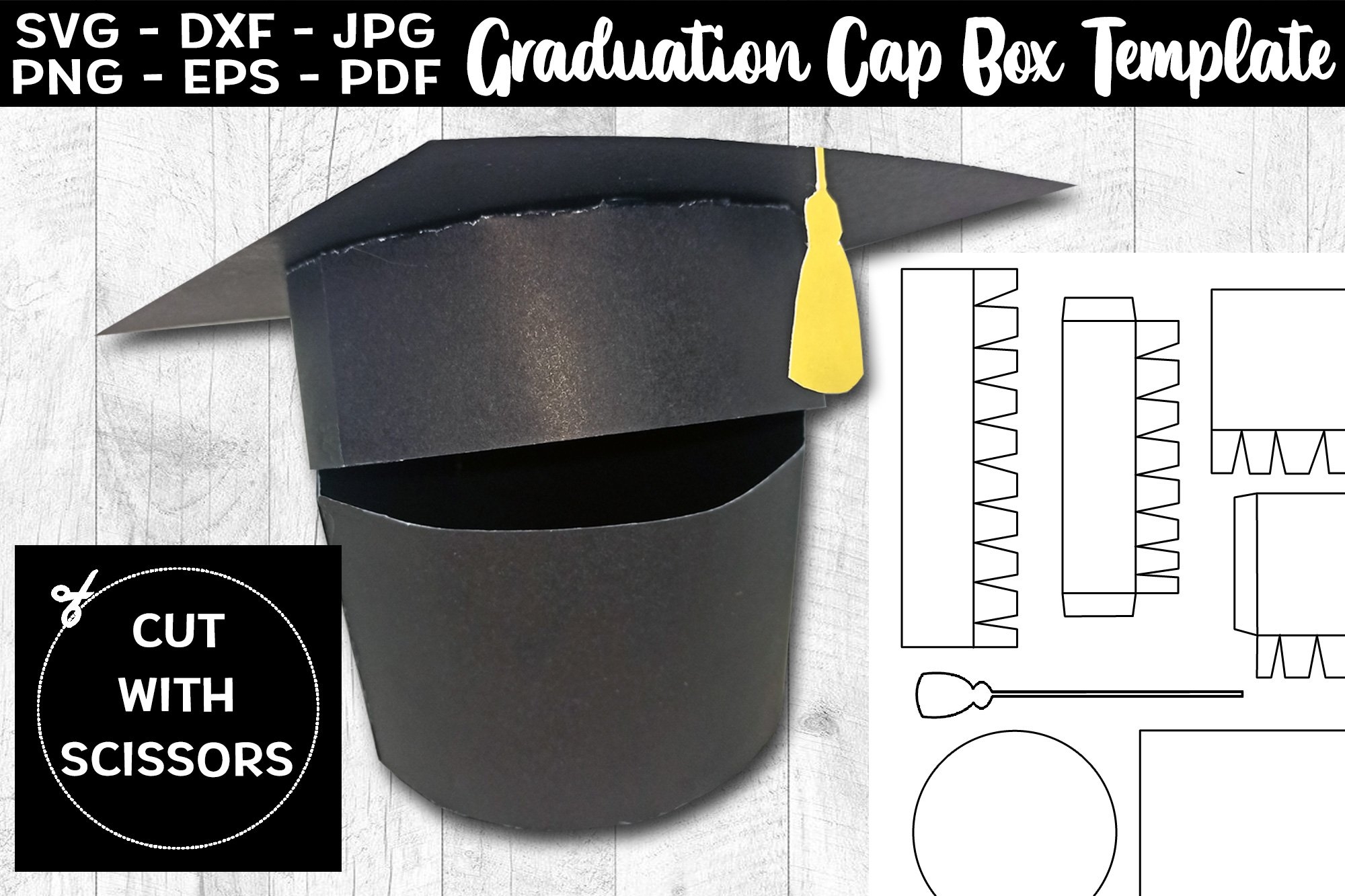 Graduation Cap Box Template SVG Graduation Gift Box SVG