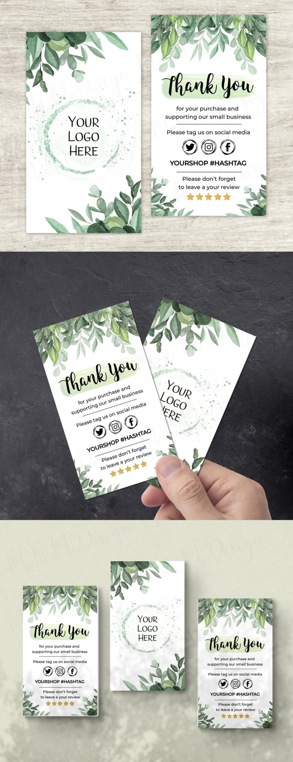 Greenery Business Thank You Card Greenery Editable Card Template MakeMeDesign Greenery Business Thank You Card Greenery Editable Card Template MakeMeDesign