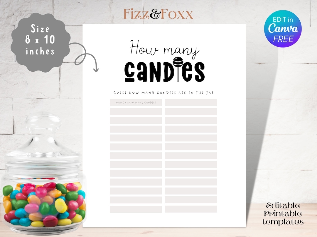 Guess How Many Candies In The Jar Baby Shower Printable Game Guessing Candy Sign Minimalist Baby Shower Games Editable Canva Etsy Guess How Many Candies In The Jar Baby Shower Printable Game Guessing Candy Sign Minimalist Baby Shower Games Editable Canva Etsy