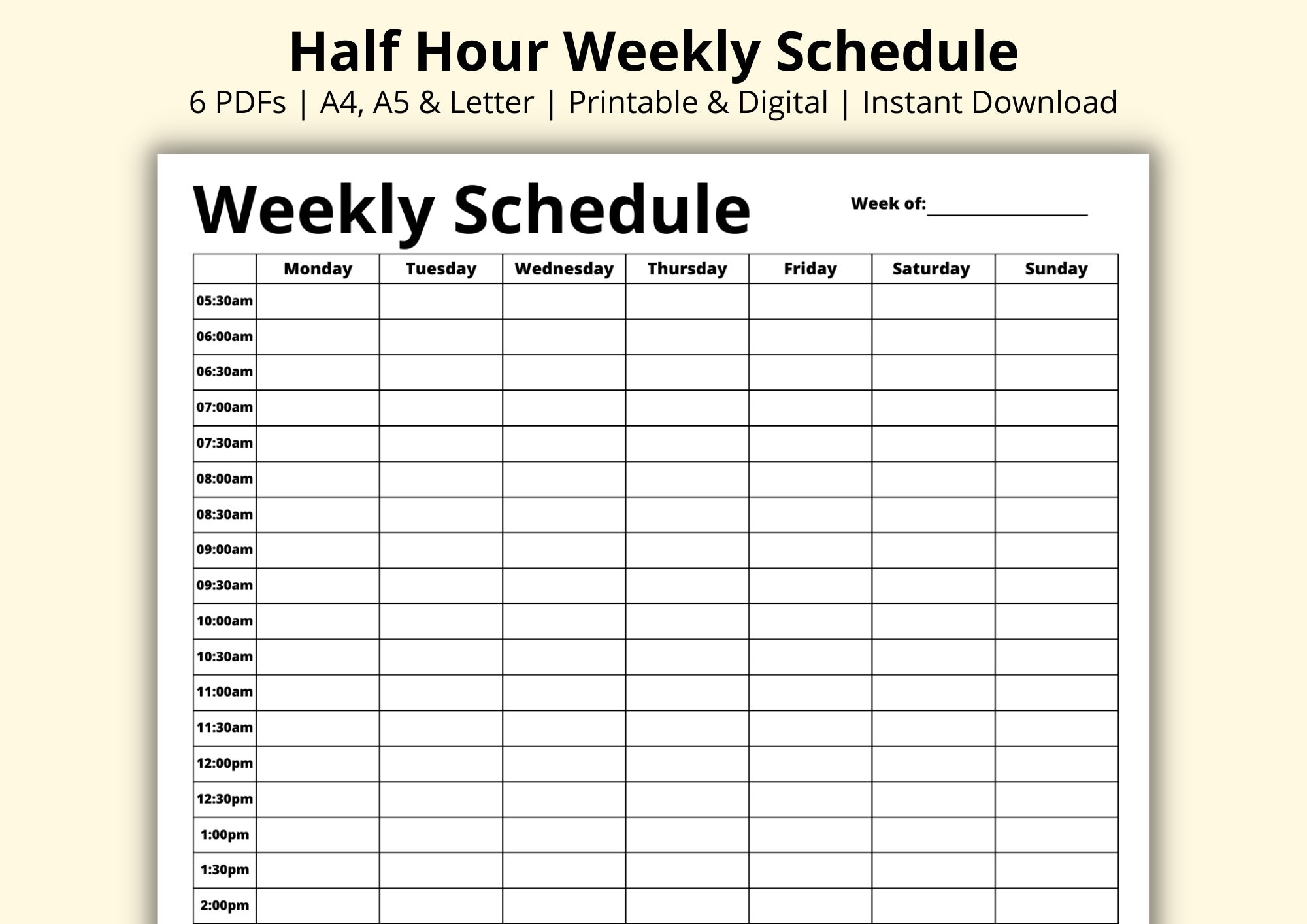 Half Hour Weekly Schedule 7 Day Planner Weekly Planner PDF Week At A Glance Weekly Agenda Tasks List Printable digital A4 a5 letter Etsy Half Hour Weekly Schedule 7 Day Planner Weekly Planner PDF Week At A Glance Weekly Agenda Tasks List Printable digital A4 a5 letter Etsy