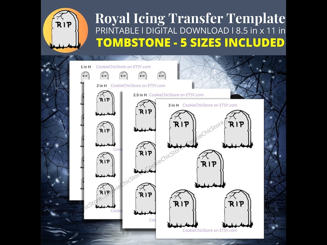 Halloween Icing Transfer Sheet Tombstone RIP Headstone Template For Royal Icing Fall Royal Icing Transfer Sheet Printable RI Transfer PDF Etsy