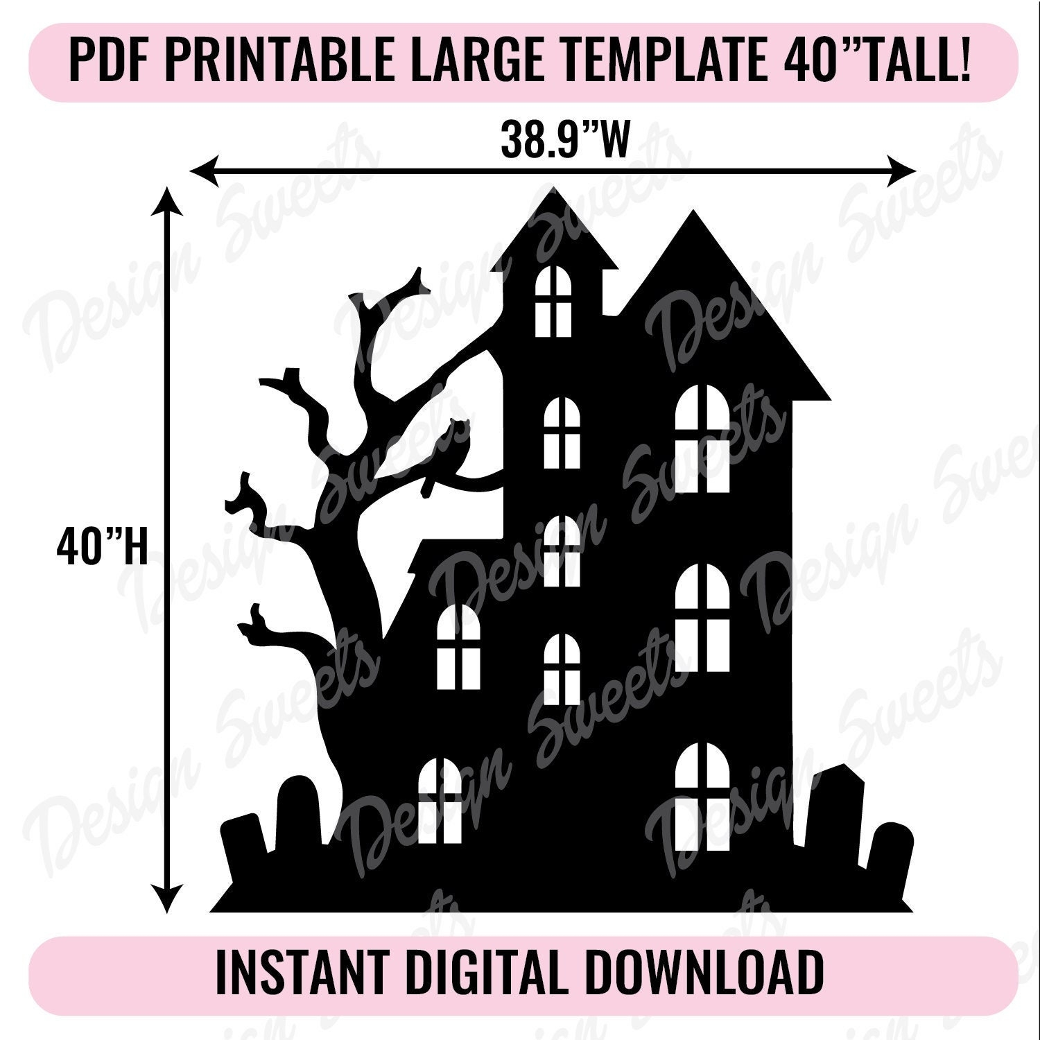 Haunted House Printable Trace And Cut PDF Template Halloween Decor 40 Tall Wood Cardboard Poster Board Styrene DIY Halloween Display Etsy Haunted House Printable Trace And Cut PDF Template Halloween Decor 40 Tall Wood Cardboard Poster Board Styrene DIY Halloween Display Etsy