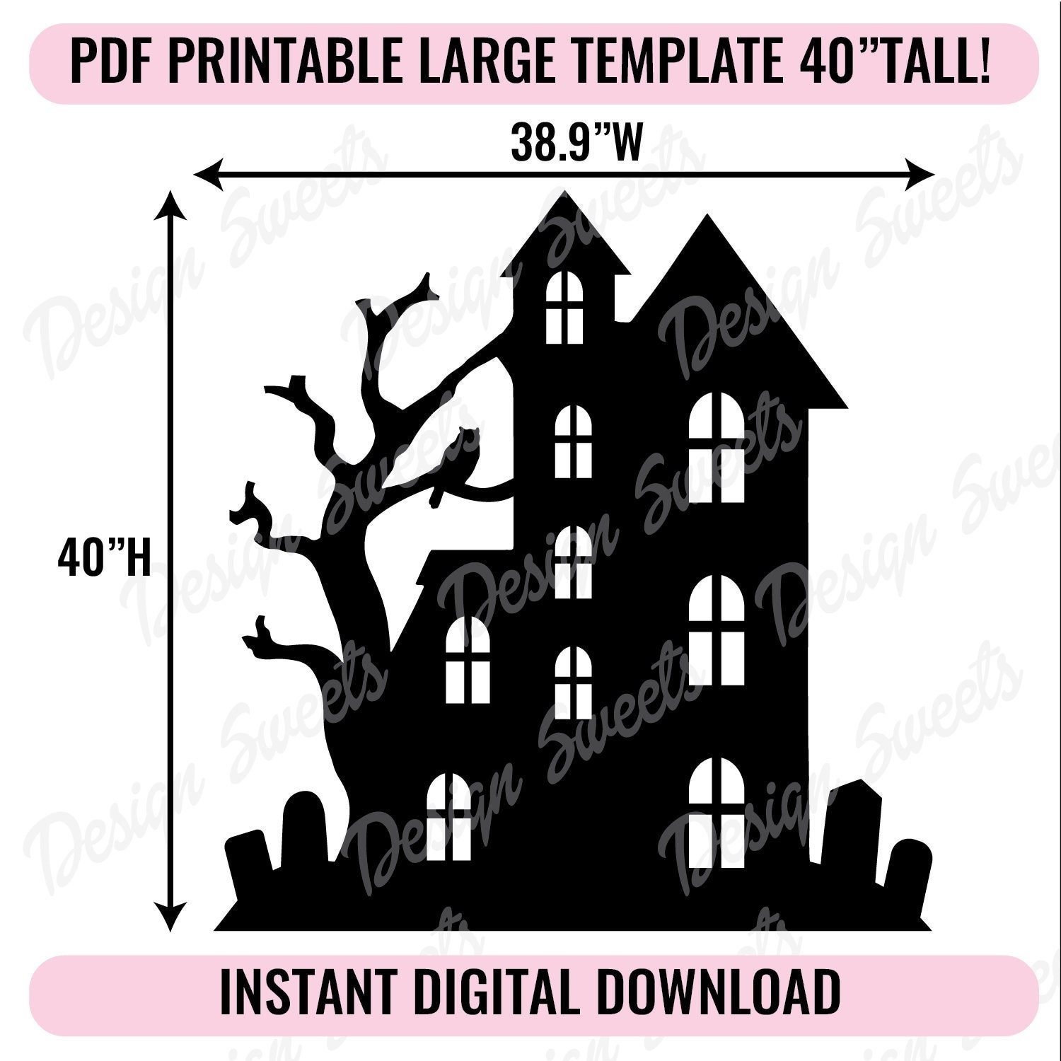 Haunted House Printable Trace And Cut PDF Template Halloween Decor 40 Tall Wood Cardboard Poster Board Styrene DIY Halloween Display Etsy Haunted House Printable Trace And Cut PDF Template Halloween Decor 40 Tall Wood Cardboard Poster Board Styrene DIY Halloween Display Etsy