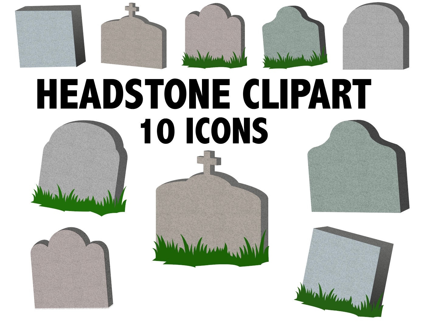 HEADSTONE CLIPART Cemetery Grave Clip Art Creepy Halloween Tombstone Icons Decorations Etsy
