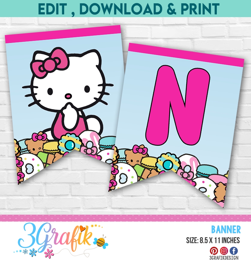 Hello Kitty Banner Digital 3Grafik Printable Products For Yours Party s Invitations Centerpieces Cupcakes More Hello Kitty Banner Digital 3Grafik Printable Products For Yours Party s Invitations Centerpieces Cupcakes More