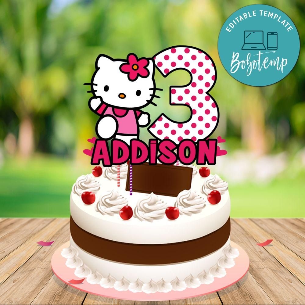 Hello Kitty Birthday Cake Topper Template Printable DIY Bobotemp Hello Kitty Birthday Cake Topper Template Printable DIY Bobotemp