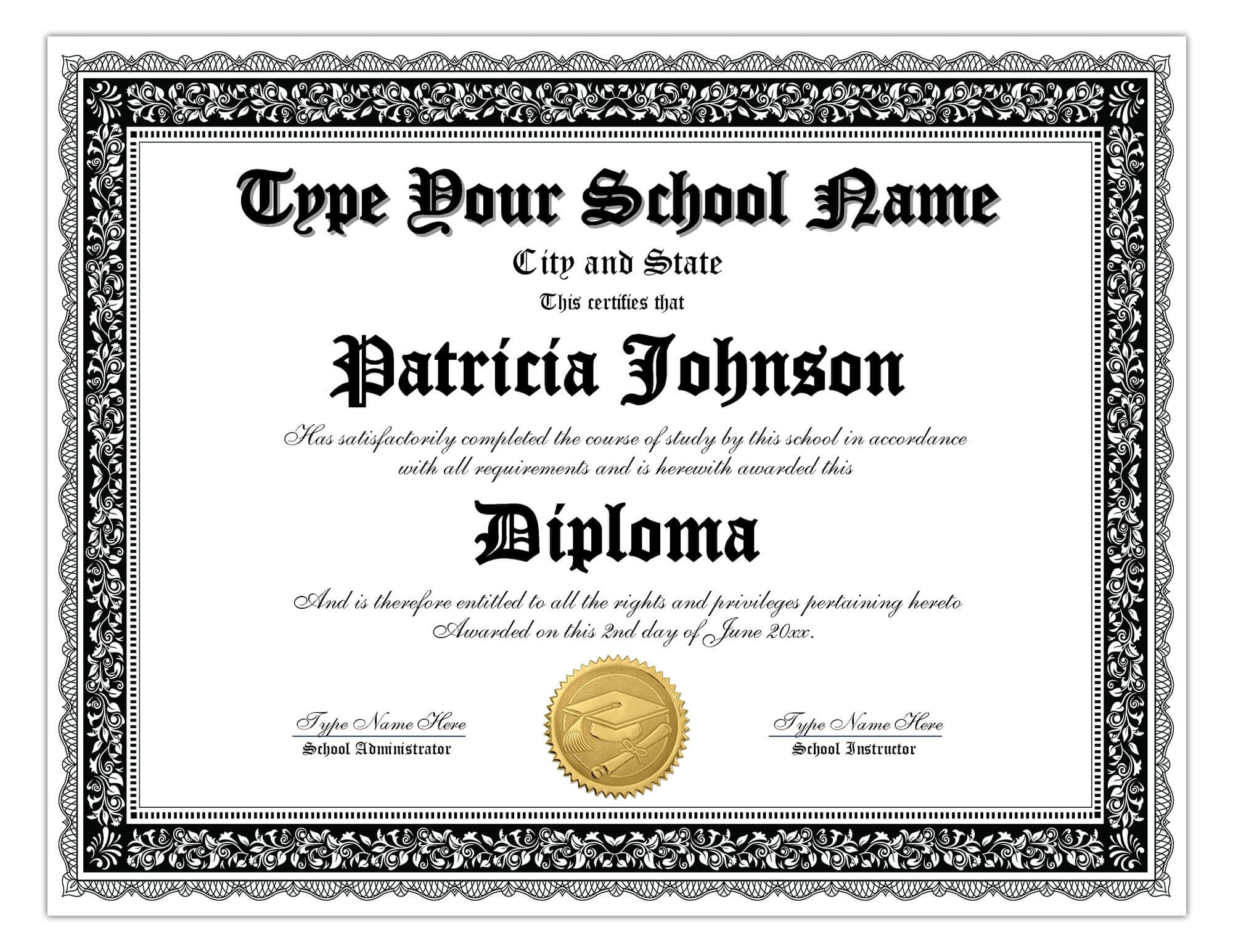Free Printable High School Diploma Template With Seal Free Printable High School Diploma Template With Seal