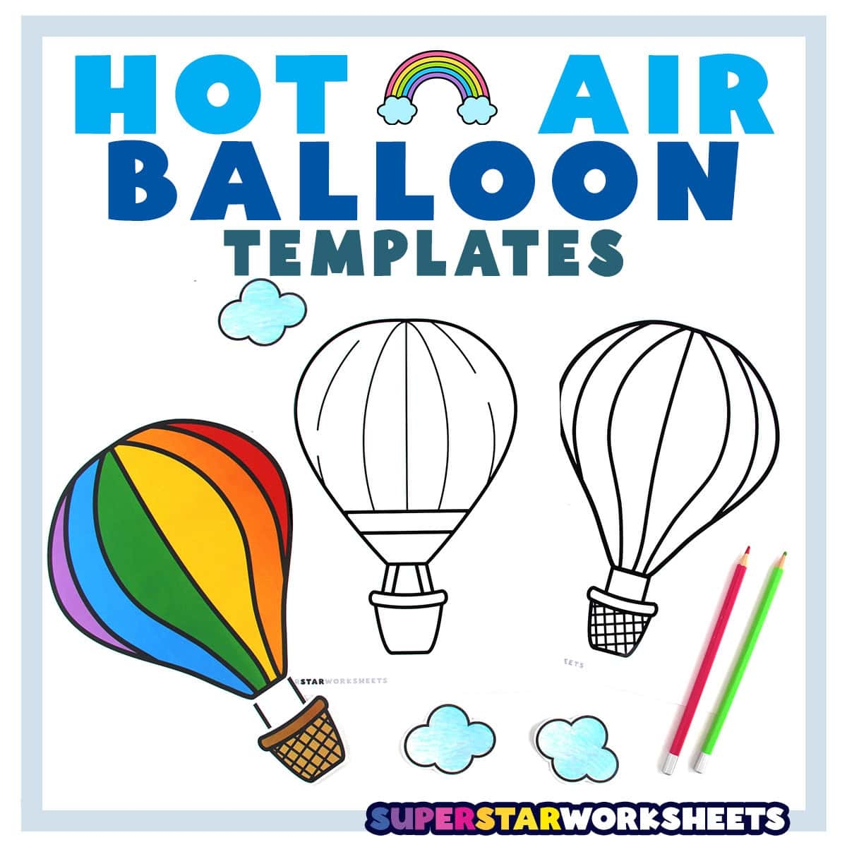Hot Air Balloon Template Superstar Worksheets