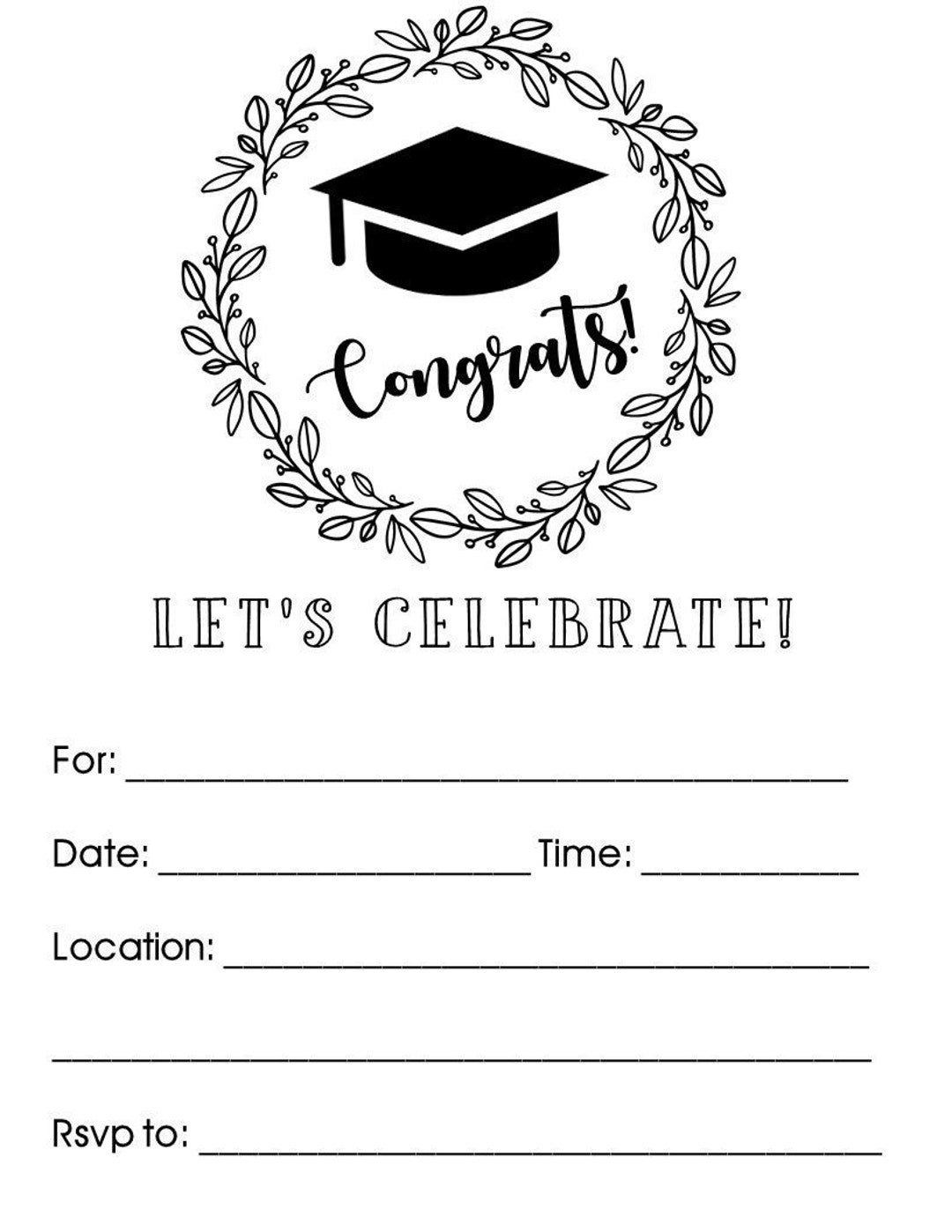 INSTANT DOWNLOAD Printable Fill in Graduation Invitation Grad Invite Etsy INSTANT DOWNLOAD Printable Fill in Graduation Invitation Grad Invite Etsy