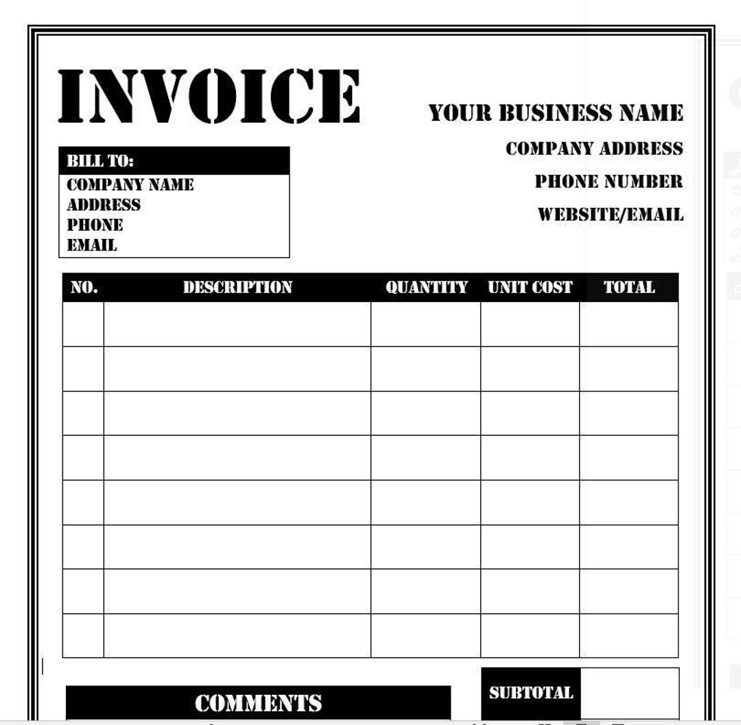 Invoice Template 4 Printable Editable Customizable Microsoft Word Template Black And White Etsy Invoice Template 4 Printable Editable Customizable Microsoft Word Template Black And White Etsy
