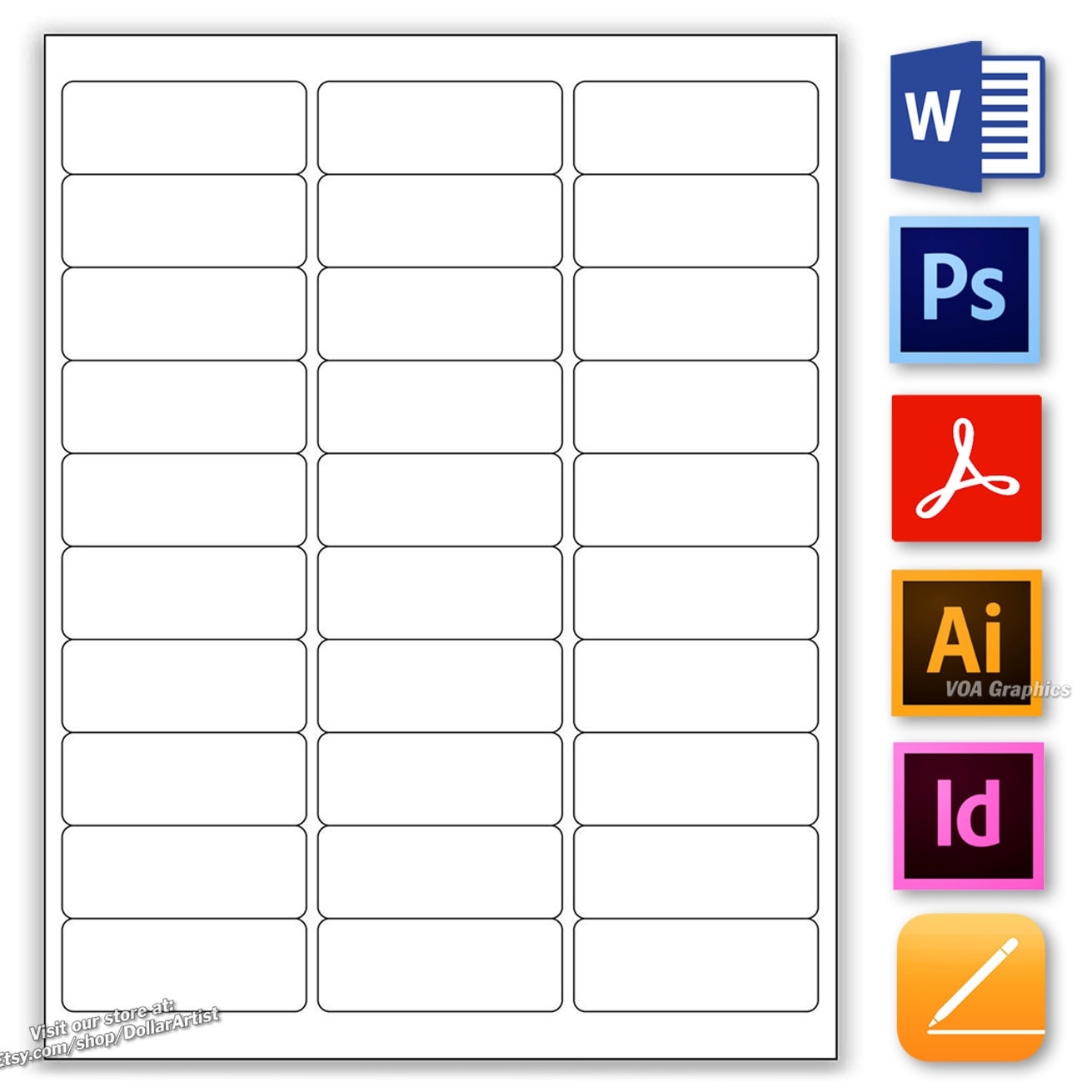 Label Template 30 Per Page Blank Rectangle 1 X 2 5 8 Printable 30 A Sheet Sticker Template PSD PNG PDF Word Illustrator 30 up 30 Up Etsy Label Template 30 Per Page Blank Rectangle 1 X 2 5 8 Printable 30 A Sheet Sticker Template PSD PNG PDF Word Illustrator 30 up 30 Up Etsy