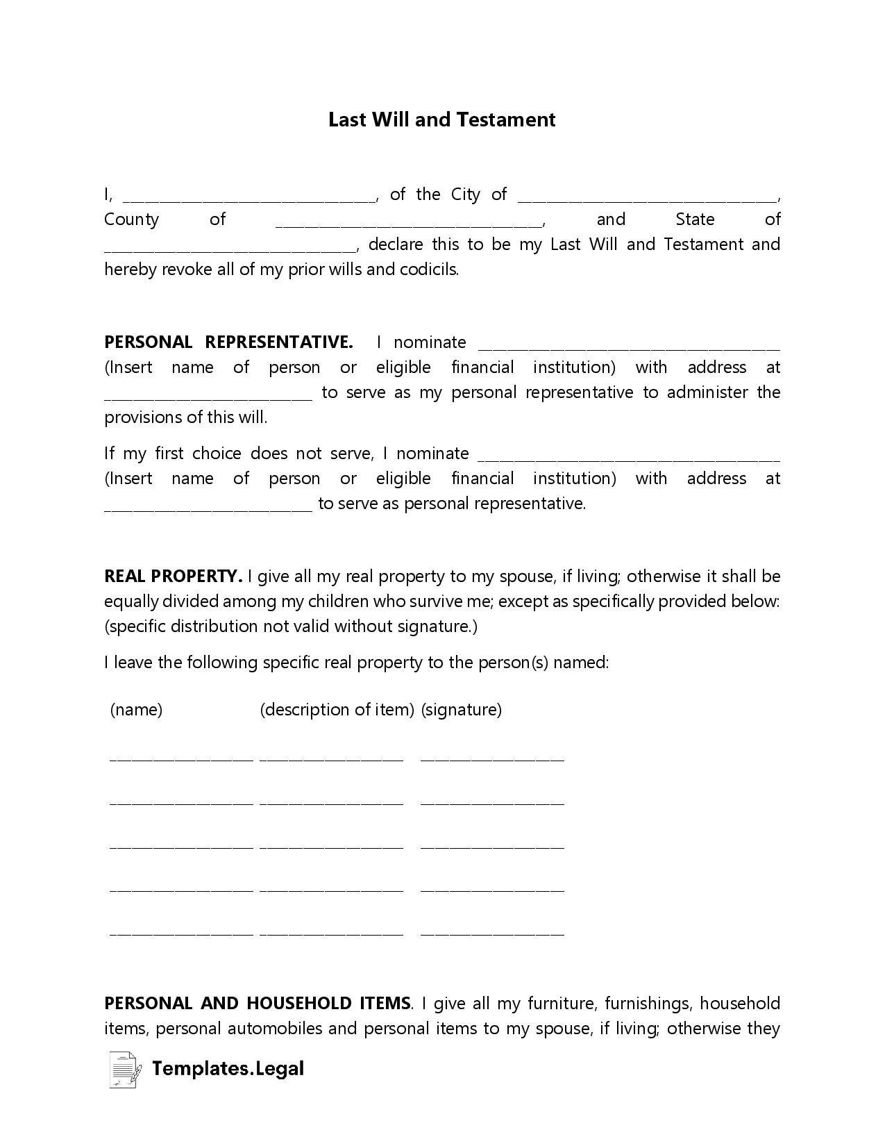 Last Will And Testament Templates Word PDF ODT Templates Legal Last Will And Testament Templates Word PDF ODT Templates Legal