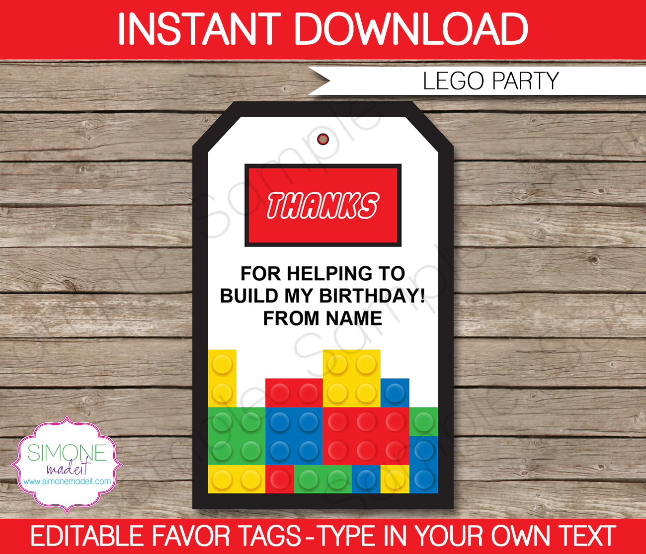 Lego Favor Tags Template Printable Thank You Tags Birthday Party Lego Favor Tags Template Printable Thank You Tags Birthday Party