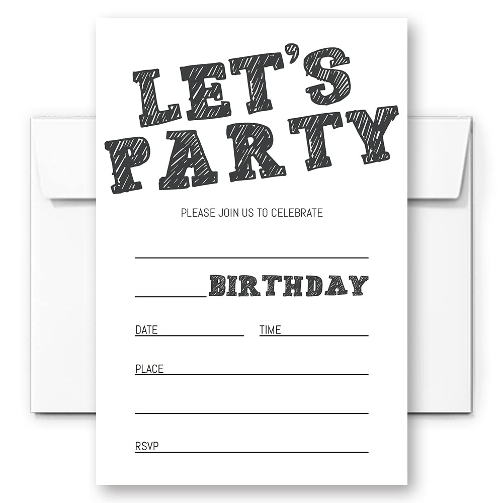 LoaHak Simple Black And White Birthday Invitation Birthday Invitation For Boys Teens Kids Girls Birthday Invitations Birthday Party Invitations 020 let s Party 020 Amazon de Stationery Office Supplies LoaHak Simple Black And White Birthday Invitation Birthday Invitation For Boys Teens Kids Girls Birthday Invitations Birthday Party Invitations 020 let s Party 020 Amazon de Stationery Office Supplies