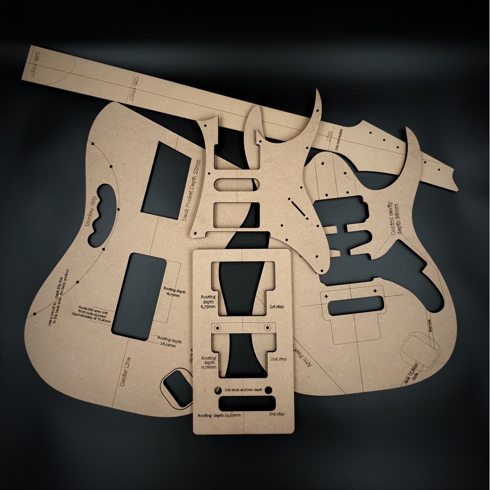 MDF IBANZ JEM STYLE FULL GUITAR TEMPLATE MDF IBANZ JEM STYLE FULL GUITAR TEMPLATE
