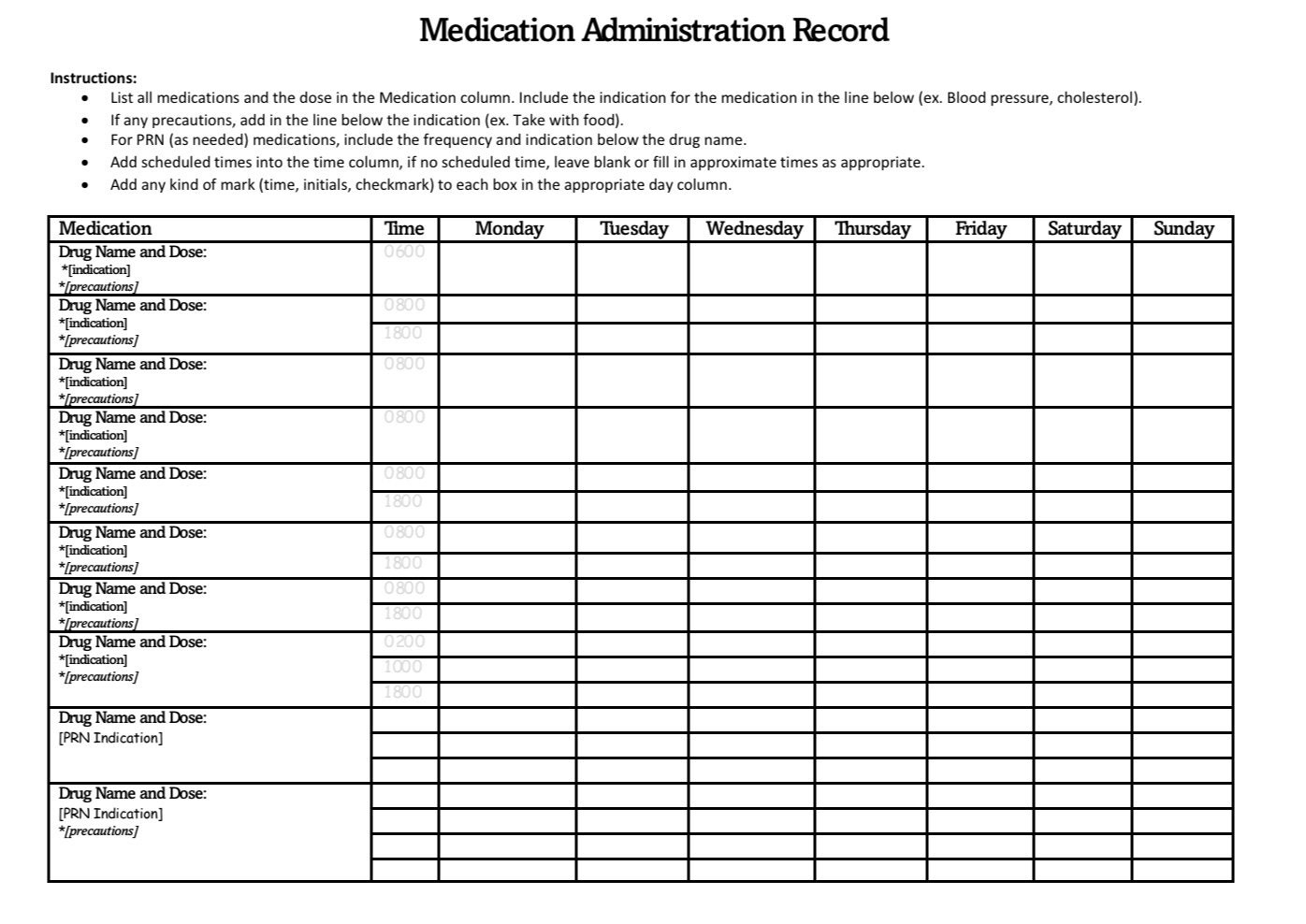 Medication Administration Record For Caregivers Etsy Medication Administration Record For Caregivers Etsy