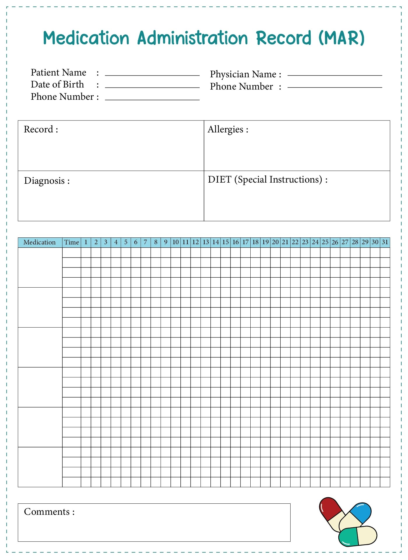 Medication Administration Record Template 10 Free PDF Printables Printablee Medication Administration Record Template 10 Free PDF Printables Printablee
