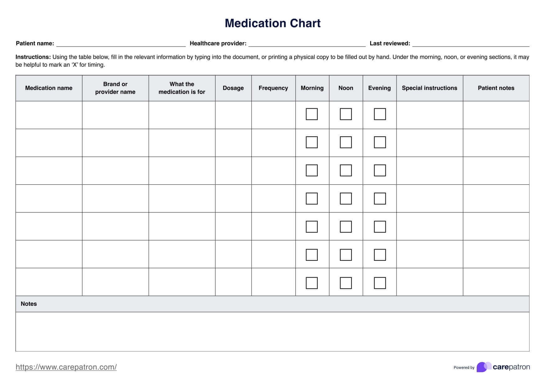 Medication Chart Template Example Free PDF Download Medication Chart Template Example Free PDF Download