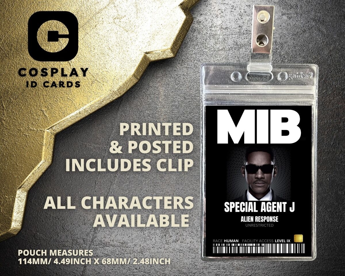 MIB Men In Black ID Badge Choose Character Costume Cosplay Prop ID Card MIB Men In Black ID Badge Choose Character Costume Cosplay Prop ID Card