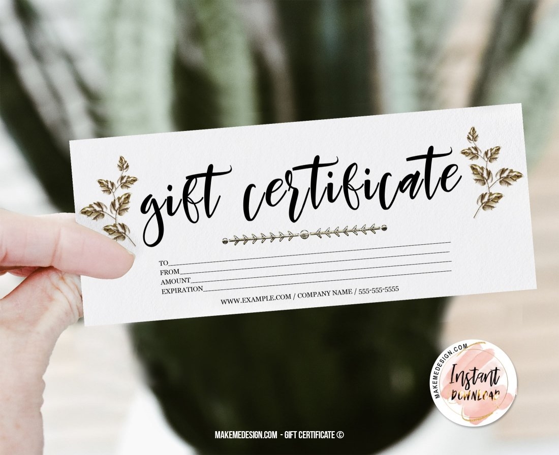 Minimalist Gift Certificate Printable Gift Certificate MakeMeDesign Minimalist Gift Certificate Printable Gift Certificate MakeMeDesign