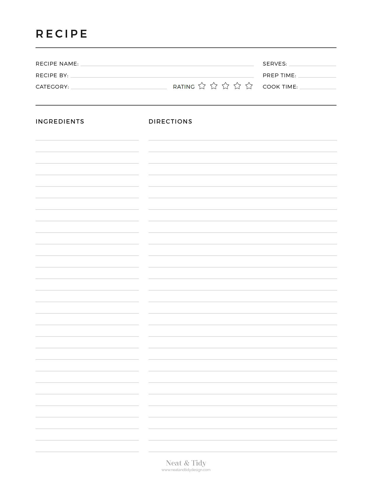Minimalist Recipe Page Neat And Tidy Design Minimalist Recipe Page Neat And Tidy Design