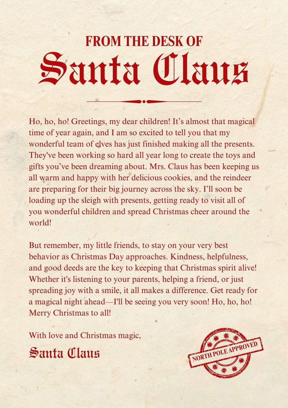 Santa Letter Template Printable Santa Letter Template Printable