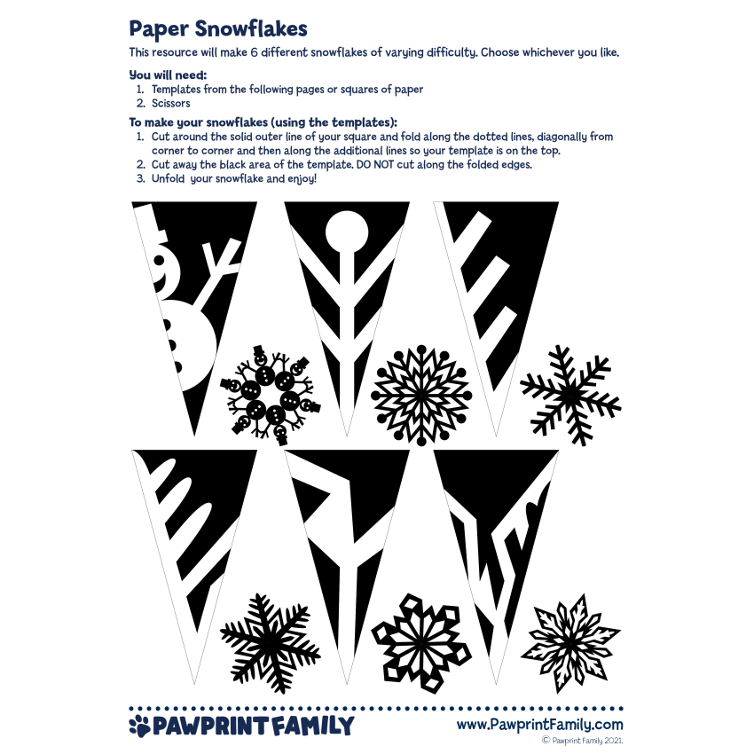 Paper Snowflakes Pawprint Family Paper Snowflakes Pawprint Family