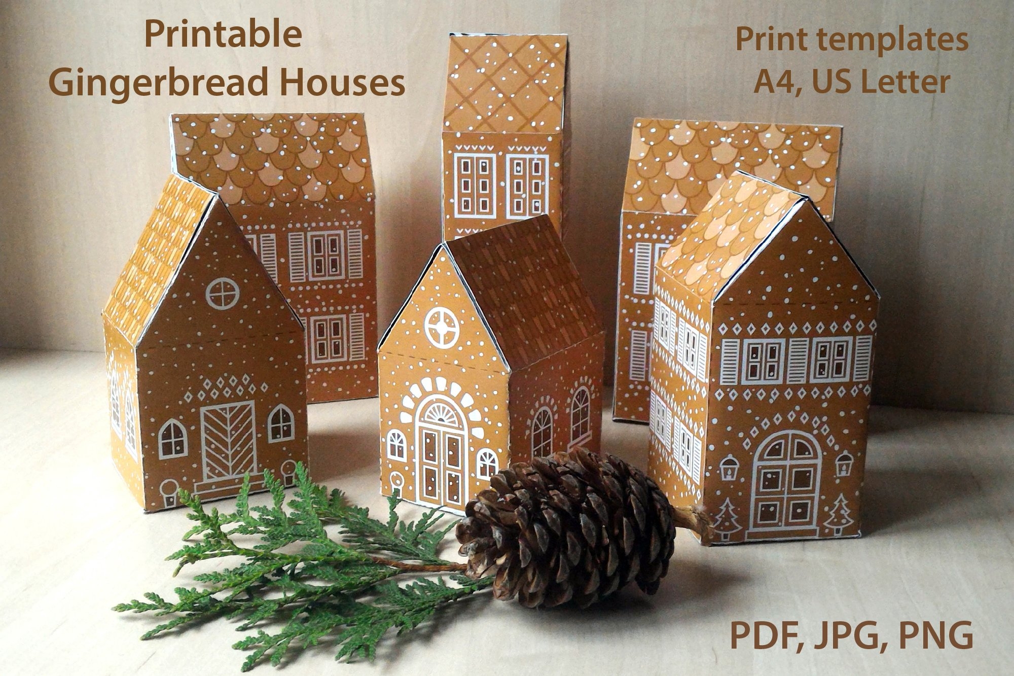 Printable Christmas Gingerbread Houses 3D Paper House Gift Printable Christmas Gingerbread Houses 3D Paper House Gift