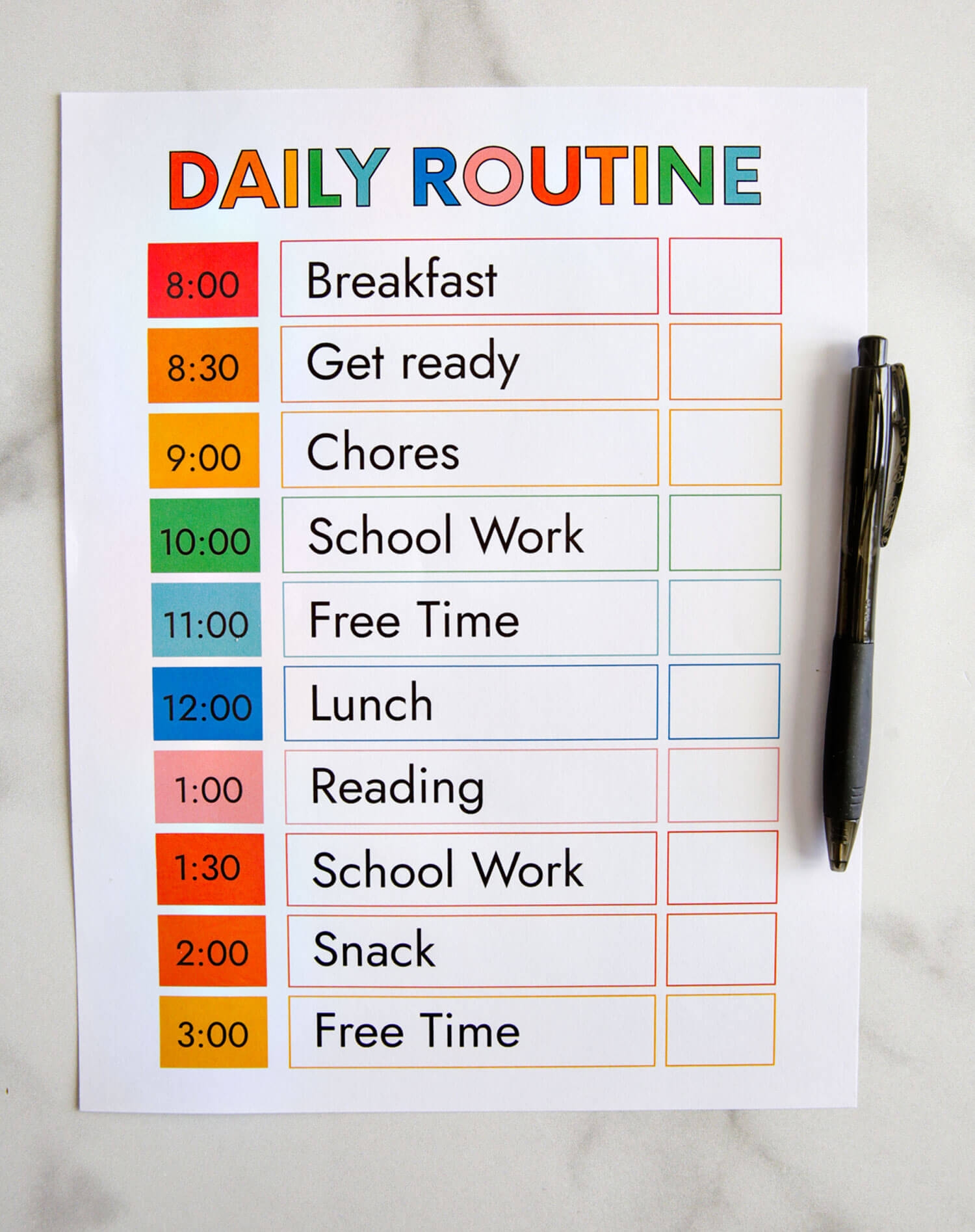 Daily Schedule Template Printable Free Daily Schedule Template Printable Free