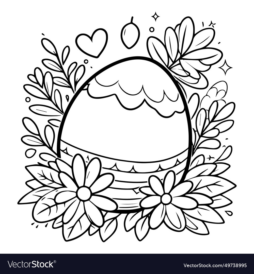 Printable Easter Egg Template Blooms And Coloring Vector Image Printable Easter Egg Template Blooms And Coloring Vector Image